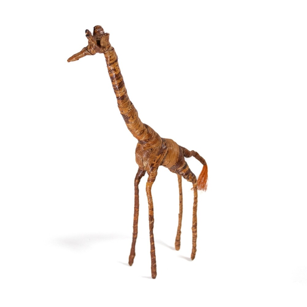 Handmade African Woven Raffia Giraffe Figurine – Folk Art Straw Animal Sculpture - Picture 4 of 13
